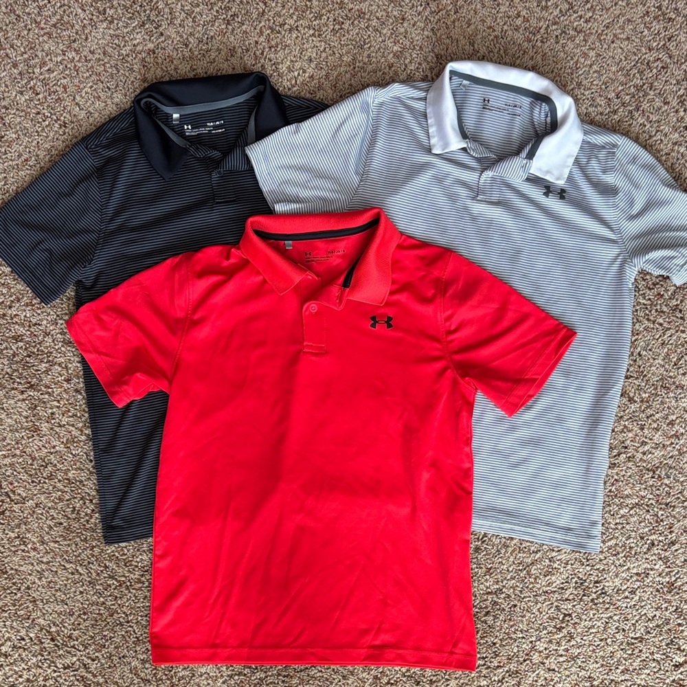 Under Armour Kids Polo Shirt - Vibrant Red, Classic Black, Sleek Gray